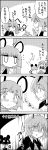  4koma animal_ears antennae arms_up basket blush cape carrying comic commentary_request eating eyebrows_visible_through_hair greyscale highres hijiri_byakuren jitome monochrome mouse_ears mouse_tail multicolored_hair nazrin shaded_face smile tail tani_takeshi touhou translation_request two-tone_hair wriggle_nightbug yukkuri_shiteitte_ne 