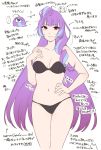  black_bra black_panties bra breasts commentary commentary_request curly_hair guvava highres long_hair macross macross_delta medium_breasts mikumo_guynemer multicolored_hair navel panties purple_hair red_eyes smile ssn two-tone_hair underwear waifu_analysis 