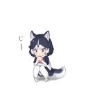  animal_ears black_hair check_translation dog_ears dog_tail elbow_gloves eyebrows_visible_through_hair food fur_trim gloves highres jacket japari_bun japari_symbol kemono_friends multicolored_hair nina_yuki pantyhose pleated_skirt saliva scarf short_hair short_sleeves siberian_husky_(kemono_friends) skirt sound_effects tail translation_request v-shaped_eyebrows white_hair 