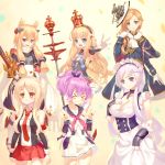  &gt;_&lt; 6+girls :d anchor_symbol azur_lane bangs beige_background black_jacket black_panties black_ribbon black_shirt blonde_hair blue_capelet blue_dress blue_eyes bow breasts brown_eyes capelet cleavage closed_eyes closed_mouth collarbone collared_shirt commentary_request crown detached_sleeves double_v dress eyebrows_visible_through_hair fang fringe gloves hair_between_eyes hair_bow hair_ribbon hat headgear high_ponytail highres holding holding_sword holding_weapon hood_(azur_lane) illustrious_(azur_lane) jacket javelin_(azur_lane) juneau_(azur_lane) kaina_(tsubasakuronikuru) long_hair long_sleeves medium_breasts mini_crown multiple_girls neckerchief necktie open_mouth outstretched_arm panties pink_neckwear ponytail print_capelet purple_hair queen_elizabeth_(azur_lane) red_neckwear red_skirt ribbon scarf shirt side-tie_panties sidelocks silver_hair simple_background skirt sleeveless sleeveless_shirt smile sword thick_eyebrows underwear union_jack v v-shaped_eyebrows very_long_hair violet_eyes warspite_(azur_lane) weapon white_bow white_dress white_gloves white_hat white_scarf white_shirt white_skirt 