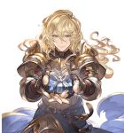  1boy armor belt blonde_hair blue_eyes closed_mouth granblue_fantasy incoming_gift long_hair looking_at_viewer male_focus minaba_hideo naoise official_art pov presenting smile solo transparent_background white_day 