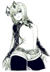  1girl antennae cape greyscale highres legwear_under_shorts monochrome older short_hair shorts space_jin thigh-highs touhou wriggle_nightbug 