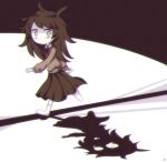 1girl bags_under_eyes brown_hair care chromatic_aberration crying different_shadow highres messy_hair muted_color no_mouth pale_skin petscop running tears wide-eyed yatsunote 