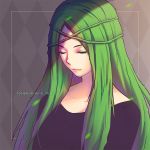  1girl artist_name boku_no_hero_academia closed_eyes green_hair long_hair plant shiozaki_ibara solo teeth thorns tonerukun vines watermark web_address 