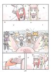  6+girls bangs blunt_bangs cerulean_(kemono_friends) character_request comic hand_holding head_wings highres japanese_crested_ibis_(kemono_friends) kemono_friends multicolored_hair multiple_girls murakami_rei page_number petals redhead silent_comic southern_tamandua_(kemono_friends) tiger_(kemono_friends) white_hair yellow_eyes 