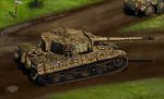  day dirt_road grass ground_vehicle military military_vehicle motor_vehicle ogata_tank original tank tiger_i tree 