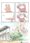  :&gt; bangs blunt_bangs comic gloves highres japanese_crested_ibis_(kemono_friends) kemono_friends murakami_rei page_number petals red_gloves silent_comic yellow_eyes 