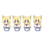  4girls animal_ears animated animated_gif apron arms_at_sides arms_up black_burakku blonde_hair blue_dress capelet cat_ears chibi closed_mouth dress kemonomimi_mode long_hair long_sleeves multiple_girls music open_mouth red_neckwear shanghai_doll singing smile touhou violet_eyes 