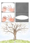  1girl bare_tree comic gloves highres japanese_crested_ibis_(kemono_friends) kemono_friends murakami_rei page_number pov red_gloves silent_comic solo tree 