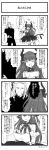 1boy 1girl 4koma blush closed_eyes comic commentary_request couch curled_horns dragon_horns dragon_tail elizabeth_bathory_(fate) elizabeth_bathory_(fate)_(all) facial_hair fang fate/apocrypha fate/extra fate/extra_ccc fate/grand_order fate_(series) greyscale highres holding holding_paper horns jabumaru legs_crossed long_hair monochrome open_mouth paper pointy_ears sitting sweat tail translation_request twitter_username vlad_iii_(fate/apocrypha) 