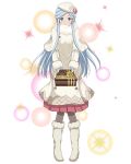  1girl blue_hair blush boots box brown_legwear coat earrings full_body gift gift_box gloves grey_eyes hat high_heel_boots high_heels holding holding_box jewelry knee_boots log_horizon long_hair looking_at_viewer official_art pink_skirt pleated_skirt reinesia_el_arte_cowen scarf skirt smile solo standing transparent_background very_long_hair white_capelet white_coat white_footwear white_gloves white_scarf winter_clothes winter_coat 