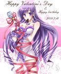  caren_(mermaid_melody_pichi_pichi_pitch) chocolate jewelry long_hair mermaid_melody_pichi_pichi_pitch microphone mouth_hold necklace purple_eyes purple_hair ribbon valentine violet_eyes 