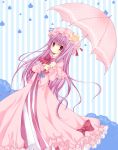  bad_id crescent dress hat long_hair mizuse_ruka parasol patchouli_knowledge purple_hair rain ribbon solo touhou umbrella 