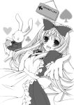  bunny hair_ribbon long_hair maid monochrome original rabbit ribbon smile tsuchinoko tsuchinoko._(froufrou) tsuchinoko_(artist) 