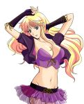  blue_eyes breasts bustier cleavage eishun elbow_gloves fingerless_gloves gloves highres lingerie long_hair macross macross_frontier midriff miniskirt monochrome navel see-through sheryl_nome skirt underwear 