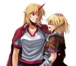  blush horn horns hoshiguma_yuugi mizuhashi_parsee petting red_eyes rex rex_k touhou 