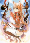  animal_ears asobi_ni_iku_yo! blonde_hair chocolate eris_(asobi_ni_iku_yo!) highres houden_eizou long_hair orange_hair red_eyes tail thighhighs 