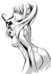  artist_request bodysuit breasts gun horizon02 long_hair metroid monochrome nintendo ponytail samus_aran sideboob weapon zero_suit 