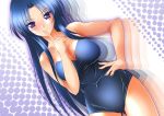  blue_hair breasts cleavage dutch_angle hand_on_hip kawashima_ami long_hair one-piece one-piece_swimsuit swimsuit taigi_akira toradora! 