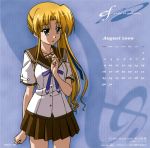  blue_eyes calendar ef hayama_mizuki highres long_hair scan school_uniform side_ponytail sugiyama_nobuhiro 