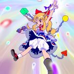  blonde_hair bloomers chain chains fang horns i.n.k.m. ibuki_suika long_hair red_eyes ribbon solo spell_card spellcard touhou 