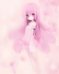  dress flower_petals long_hair original petals pink_eyes pink_hair saibashi 