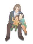  2boys bad_id brown_hair child closed_eyes ellone family father_and_daughter father_and_son final_fantasy final_fantasy_viii laguna_loire multiple_boys sitting sleeping spoilers squall_leonhart young 