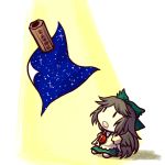  arm_cannon cape chibi open_mouth red_eyes reiuji_utsuho simple_background socha solo space third_eye touhou translated weapon 