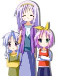  bag hair_ribbon hairband heterochromia hiiragi_tsukasa if_they_mated lucky_star purple_hair ribbon rindou_(awoshakushi) rindou_(pixiv19355) 