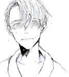  1boy crying crying_with_eyes_open looking_at_viewer male_focus monochrome sad short_hair simple_background tears viktor_nikiforov wet wet_hair white_background yuri!!!_on_ice zilu 