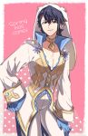  1boy alfonse_(fire_emblem) animal_ears blonde_hair blue_eyes blue_hair blush bunny_girl bunny_tail bunnysuit detached_collar fake_animal_ears fire_emblem fire_emblem_heroes highres kuruto. leotard male_focus rabbit_ears short_hair simple_background smile solo strapless strapless_leotard tail 