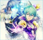  1boy 1girl curly_hair eyepatch fingerless_gloves glasses gloves hat jacket kro open_mouth pointy_ears saika_(xenoblade) short_hair sieg_b_goku_genbu smile xenoblade xenoblade_2 