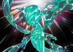  1other absurdres androgynous aqua_theme black_background completely_nude floating_hair from_side hair_between_eyes highres houseki_no_kuni liquid liquid_hair looking_away nazutake nude phosphophyllite short_hair solo transparent upper_body 