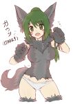  1girl absurdres animal_ears cat_ears cat_tail facial_mark final_fantasy final_fantasy_xiv fur green_eyes green_hair highres miqo&#039;te panties paws slit_pupils sollyz solo tail translation_request underwear whisker_markings 