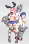  2girls black_panties blush commentary_request cosplay crop_top crop_top_overhang darling_in_the_franxx dress elbow_gloves gloves hair_ornament hairband headgear highleg highleg_panties highres ichigo_(darling_in_the_franxx) kantai_collection long_hair looking_at_viewer microskirt multiple_girls navel open_mouth panties rensouhou-chan sailor_collar sailor_dress school_uniform serafuku shimakaze_(kantai_collection) shimakaze_(kantai_collection)_(cosplay) short_hair skirt smile striped striped_legwear thigh-highs thong underwear white_gloves yamauchi_(conan-comy) yukikaze_(kantai_collection) yukikaze_(kantai_collection)_(cosplay) zero_two_(darling_in_the_franxx) 