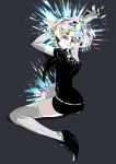  androgynous diamond_(houseki_no_kuni) elbow_gloves gem_uniform_(houseki_no_kuni) gloves glowing glowing_hair highres houseki_no_kuni looking_at_viewer multicolored multicolored_eyes multicolored_hair necktie rainbow_eyes rainbow_hair short_hair solo sunameri_oishii thigh-highs 