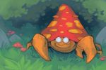  bummerdude bush closed_mouth commentary creature empty_eyes full_body gen_1_pokemon grass highres mushroom no_humans outdoors parasect pokemon pokemon_(creature) solo 
