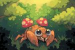  black_eyes bummerdude bush commentary creature full_body gen_1_pokemon grass highres mushroom no_humans outdoors paras pokemon pokemon_(creature) solo 