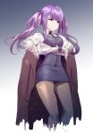  1girl absurdres beonda character_request coat crossed_arms highres long_hair necktie pantyhose purple_hair twintails va-11_hall-a violet_eyes 