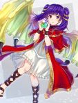  1girl blush cape dragon_girl dragon_wings dress fire_emblem fire_emblem:_seima_no_kouseki fire_emblem_heroes gloves long_hair looking_at_viewer mamkute myrrh purple_hair red_eyes short_hair simple_background solo twintails wings yuki_(sumaburalove) 