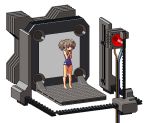  1girl commentary machine pixel_art standing swimsuit twintails vvindowsme 