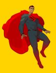  arthur_asa blue_eyes brown_hair cape dc_comics justice_league muscle superhero superman superman_(series) symbol yellow_background 