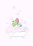  :d bath bathtub bubble bubble_bath drawfag ducklett gen_3_pokemon gen_5_pokemon highres no_humans open_mouth pokemon pokemon_(creature) ralts rubber_duck simple_background smile 
