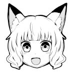  1girl :d animal_ears bangs batta_(kanzume_quality) blunt_bangs blush_stickers chibi fox_ears looking_at_viewer open_mouth original short_hair simple_background smile solo white_background 
