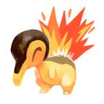  closed_eyes creature cyndaquil fiery_tail fire full_body gen_2_pokemon glitchedpuppet no_humans pokemon pokemon_(creature) simple_background solo standing white_background 
