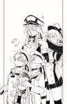  5girls ? anger_vein bare_shoulders bismarck_(kantai_collection) blood blush covering_another&#039;s_eyes detached_sleeves flying_sweatdrops hands_on_another&#039;s_face hands_over_eyes hat kantai_collection long_sleeves monochrome multiple_girls nosebleed open_mouth peaked_cap prinz_eugen_(kantai_collection) spoken_question_mark sweat translation_request u-511_(kantai_collection) weidashming z1_leberecht_maass_(kantai_collection) z3_max_schultz_(kantai_collection) 