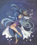  1girl aqua_(fire_emblem_if) barefoot black_dress blue_eyes blue_hair dress fire_emblem fire_emblem_if highres long_hair lunie solo underwater veil water 