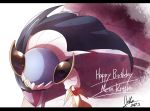  1boy absurdres baku325 bat_wings cape highres kirby_(series) male_focus mask meta_knight simple_background solo sword weapon wings 
