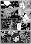  animal_ears comic godzilla godzilla_(series) golden_snub-nosed_monkey_(kemono_friends) greyscale highres kemono_friends kishida_shiki monkey_ears monochrome multiple_girls shin_godzilla short_hair skirt tail translated 