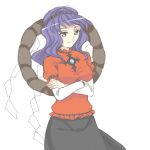 alternate_hair_length alternate_hairstyle crossed_arms long_hair purple_hair redhead rope shimenawa skirt smile touhou yasaka_kanako yuusha-chan_(gassaku_no_hito)